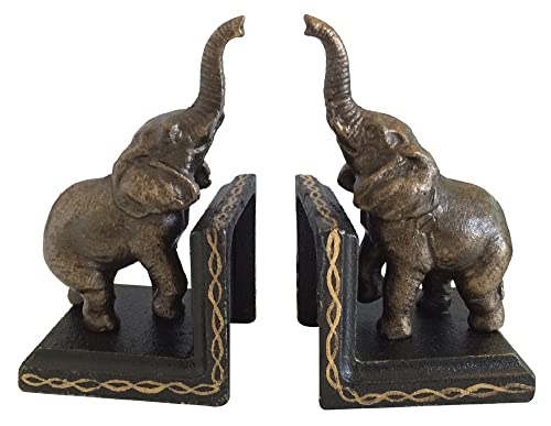 Buchstütze Elefant 2 Stück Buchständer Gusseisen Kolonialstil Antik-Stil