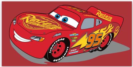Disney Cars Strand- und Badetuch 70x140 cm, 100% Baumwolle | Weiches & saugfähiges Schwimmtuch für Kinder | Lightning McQueen Rotes Renn-Action-Disney-Design | Ideal für Strand, Bad & Pool