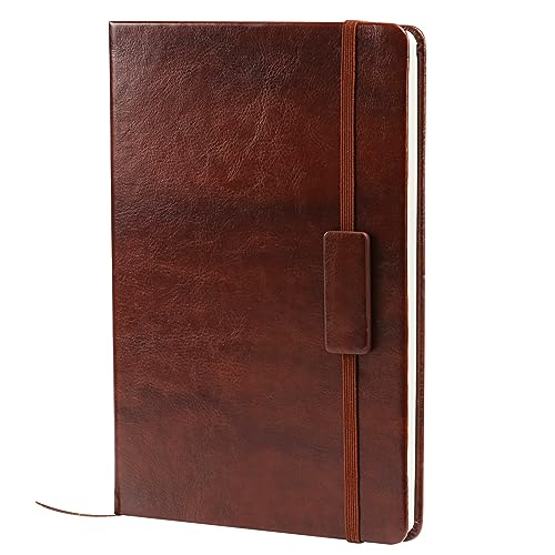 Kesote A5 Notizbuch Liniert Hardcover Leder mit Gummiband Lesezeichen Innentasche, 200 Seiten