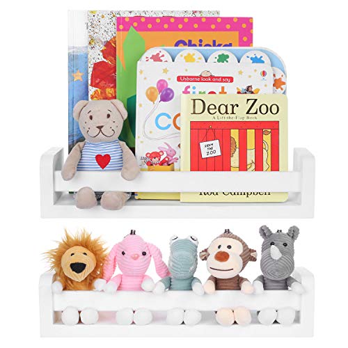 Vencipo Wandregal Weiß für Bücherregal Kinderzimmer, Regal Holz für Organizer Küche Gewürzregal, Wand Dekoration für Badregal Holz, Deko Wohnzimmer, Aufbewahrungs Badezimmer. (2er Set)