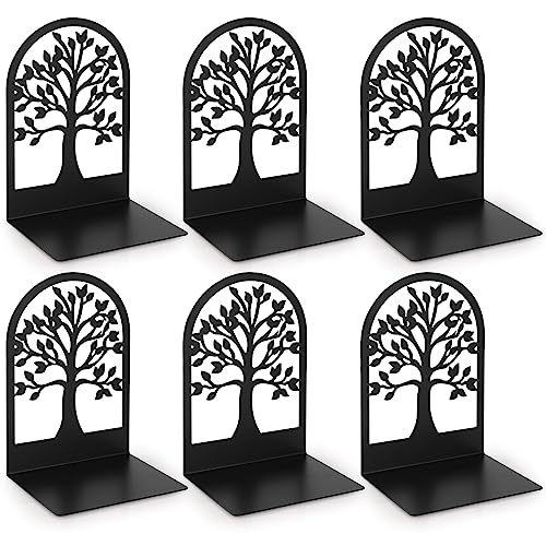 Anhow 3 Paar Buchstütze, Anhow Buchstützen Metall Bücherhalter Bookends, Book Holder für Kinder/Schule/Bibliothek - Schwarz (120 x 120 x 165 mm)