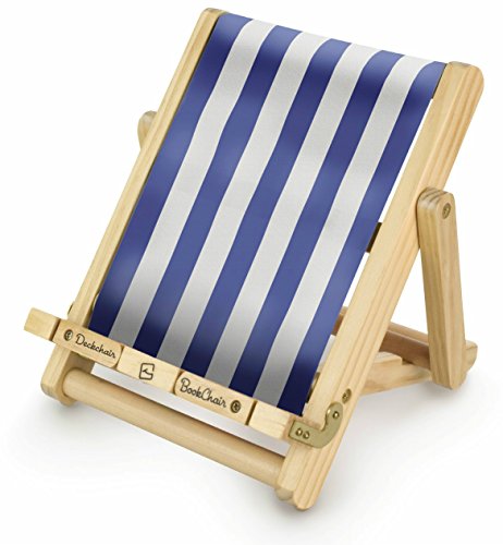 Bookchair Medium Blau-Weiß gestreift - Buchständer - Tablethalter aus Holz: Leseständer für Bücher, E-Reader und Tablets