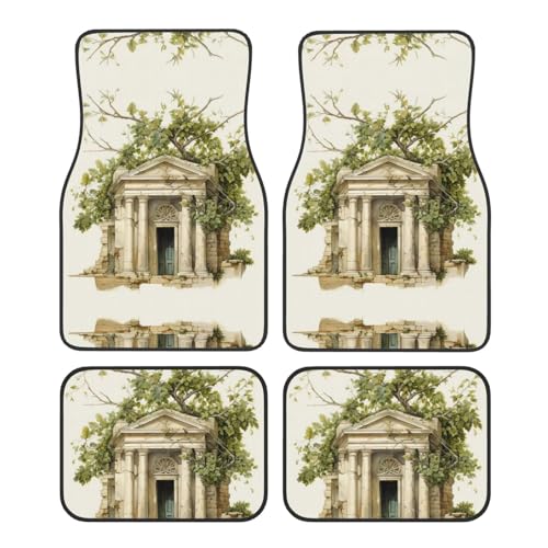 Antike Gebäude Roman Vollabdeckung 4-teiliges Auto Fußmatten Set rutschfeste Liner Universal Fit für Limousine LKW Van