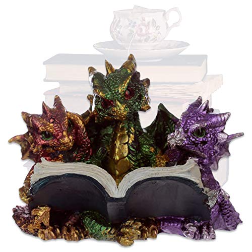 mtb more energy Deko Drache Figur ''Märchenzeit'' - 11x8x8cm - 3 lesende Babydrachen - Dekoration Wohnen Kinderzimmer Geschenk
