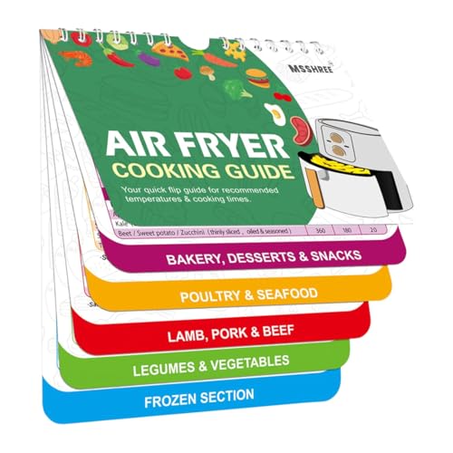 OYZOQ Airfryer Zubehör, 200+ Rezepte kompakter Spickzettel für Temperatur, Dauer Menge,Heißluftfritteuse Kochbuch für Ninja COSORI PHLIPS Panasonic