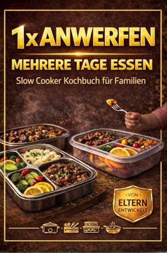 1x ANWERFEN - MEHRERE TAGE ESSEN: Slow Cooker Kochbuch für Familien – Einfache Rezepte für mehrere Tage · 1× kochen, 2–3 Tage essen · Alltagstaugliche Familienküche ohne Stress (SQUARE)