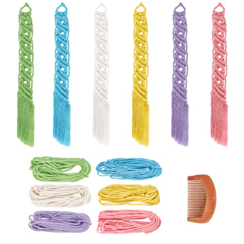 FREEBLOSS 6 Set Makramee Lesezeichen Kit DIY Lesezeichen mit Quasten Bohemian Geflochten Lesezeichen für Frauen Handgestrickte Lesezeichen für Buchliebhaber