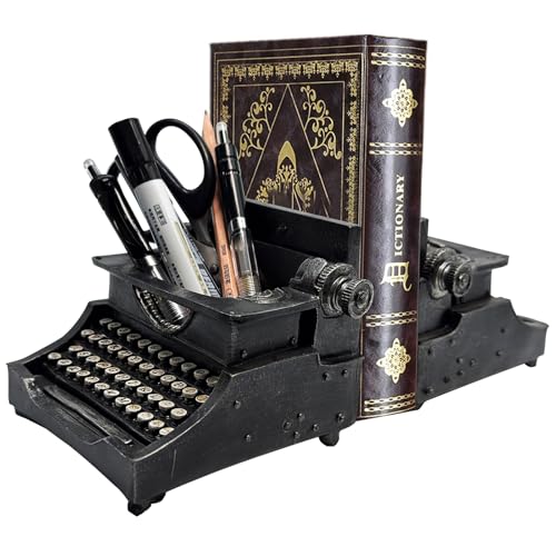 Vintage Dekorative Buchstützen, alte Schreibmaschine Bleistifthalter Buchenden antiken Stil Buch Stopper, Schreibmaschine Dekor für Regale, Home Office Dekoration