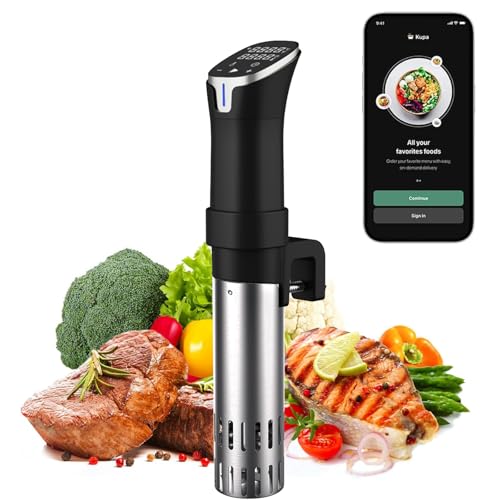 Sous Vide Stick, Wi-Fi-Steuerung und Touchscreen, Sous Vide Garer Eintauchthermostat, Ruhiger und Energieeffizienter Include Timer -Funktion und Rezeptbuch für Anfänger Heimköche(Schwarz)