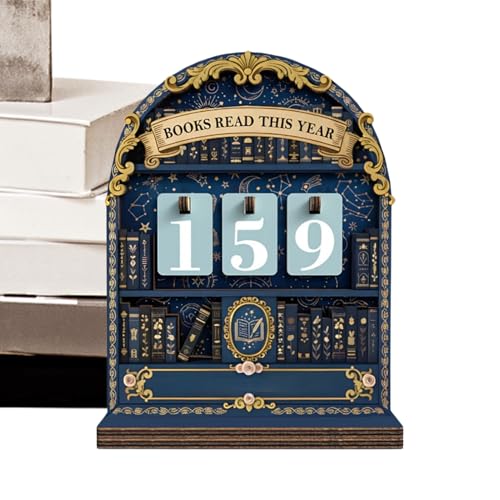 Byzieir Buch Tracker Schild, 16x11cm Books Read This Year Counter Holz, Bücherregal-Dekoration, Rustikaler Buchzähler Tracker, Holz Leseprotokoll Bücherregal Deko, Für Schreibtisch, Arbeitszimmer