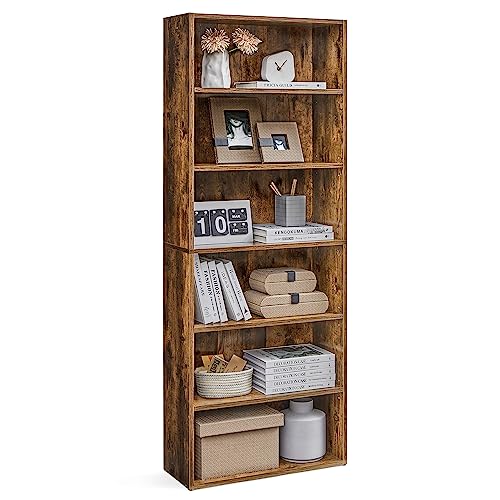 VASAGLE Bücherregal 6 Ebenen, Standregal, Aufbewahrungsregal, verstellbare Einlegeböden, für Wohnzimmer, Homeoffice, Schlafzimmer, vintagebraun LBC166X01