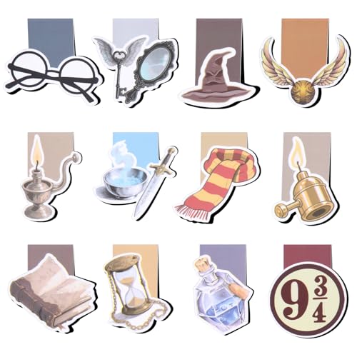 12 Stück lesezeichen magnetisch Zauber Thema, lesezeichen kinder Kleine Geschenke für kinder Schüler Freund Buchliebhaber Magnet Seite Marker, Nikolausgeschenke Weihnachtsgeschenke für Kinder