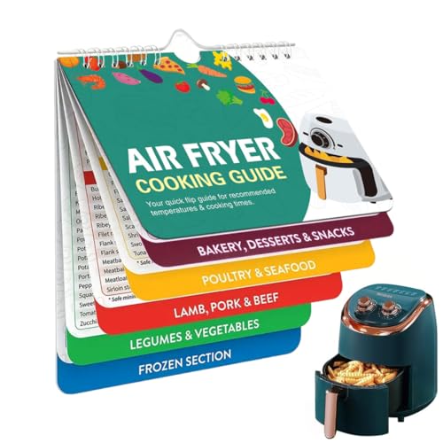 KEQAR 133 Rezepte Airfryer Zubehör, Kompakter Spickzettel für Temperatur, Dauer, Menge, Deutsches Kochbuch, für Ninja Heißluftfritteuse, Air Fryer Rezeptbuch für Ninja, COSORI, PHILIPS, Panasonic