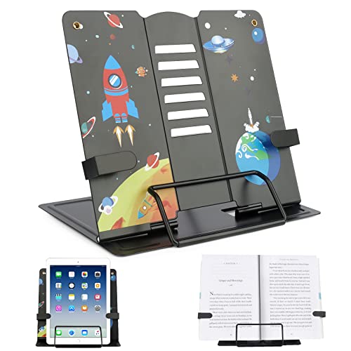 KETIEE Leseständer Buchständer Kinder, Buchstütze Kochbuchhalter Bücherständer Schule Metall Multifunktions Bücherregal Book Stand für Lesen Küche und Büro, Schwarze-Rakete