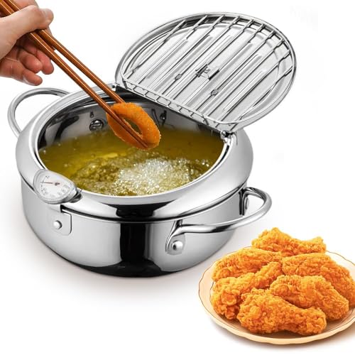 Generisch 2024: Stainless Steel Frying Pot mit and Oil Drip Drainer Rack Japanese Small Deep Fryer für Kitchen Chips Air Fryer Tablett Ersatz Quadratisch (One Size)
