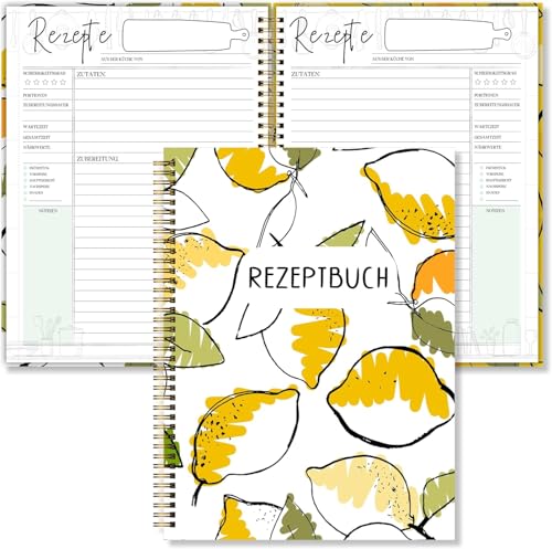 BIROYAL A4 Rezeptbuch Zum Selberschreiben - 96 Seiten Hardcover Kochbuch Selbst Schreiben - Spiral Rezepte Buch Zum Ausfüllen - Meine Rezepte - DIY Kochbuch, Backbuch schreiben, Geschenkidee