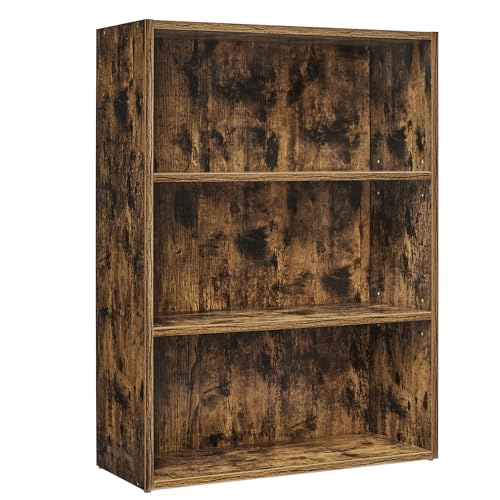 VASAGLE Bücherregal 3 Ebenen, Standregal, Aufbewahrungsregal, verstellbare Einlegeböden, für Wohnzimmer, Homeoffice, Schlafzimmer, vintagebraun LBC163X01