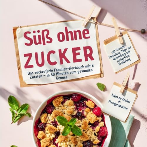 Süß ohne Zucker: Das zuckerfreie Familien-Kochbuch mit 8 Zutaten – in 30 Minuten zum gesunden Genuss: mit Vorrats-Checkliste, Tipps zur Umstellung auf ... & Infos zu Zucker in Fertigprodukten