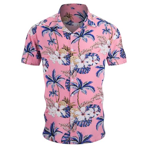 Klassisches Hemd Für Alltag Freizeit – Bequeme Formelles Business- Casual-Einsatz Lange Ärmel Button-Down-Kragen Vielseitiges Herrenhemd Hochwertige Verarbeitun Rosa XL
