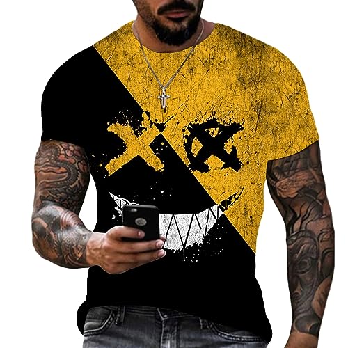 Rundhals T-Shirt Herren Urban Trend 3D Druck Sport T-Shirt Slim Fit Kurzarm Casual T-Shirt Herren Leichte Komfortabel Basic T-Shirt Halloween Cosplay Streetwear Herren TD-08 XXL