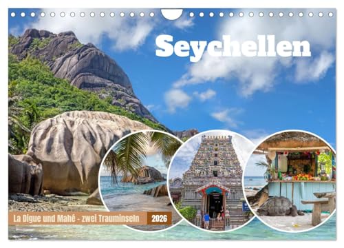 Seychellen: La Digue und Mahé - zwei Trauminseln (Wandkalender 2026 DIN A4 quer), CALVENDO Monatskalender: Tropische Leichtigkeit für deinen Alltag - ... Platz für deine Termine. (CALVENDO Natur)