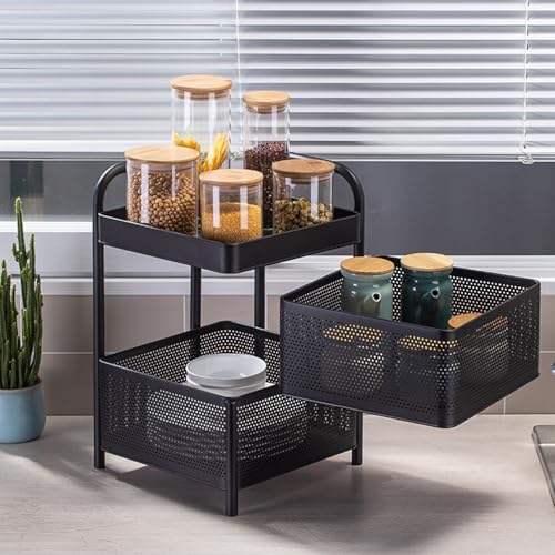 Küchenregal mit 5 Ebenen – mobiler Wagen mit Obst- und Gemüsekörben, Snackregal auf Rädern, vielseitig einsetzbar für effiziente Aufbewahrungslösungen zu Hause