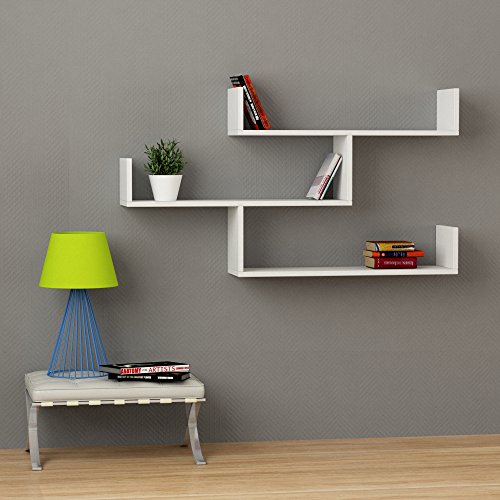 HOCUS PICUS | Tibet Holz Bücherregal | Wandregal mit 3 Etagen, Bücherschrank für Schlafzimmer, Büro, Wohnzimmer | 120 x 33 x 66 cm | Weiß