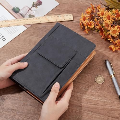 CRASPIRE Buchabdeckung PU Leder wasserdichte Buchhülle schwarz wiederverwendbare Buchschutz für Paperbacks Notebook Wraps mit Stifttaschen für Buchliebhaber Klassenkameraden Geschenke 6.1×8.54 Zoll