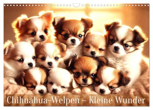 Chihuahua-Welpen – Kleine Wunder (Wandkalender 2025 DIN A3 quer), CALVENDO Monatskalender