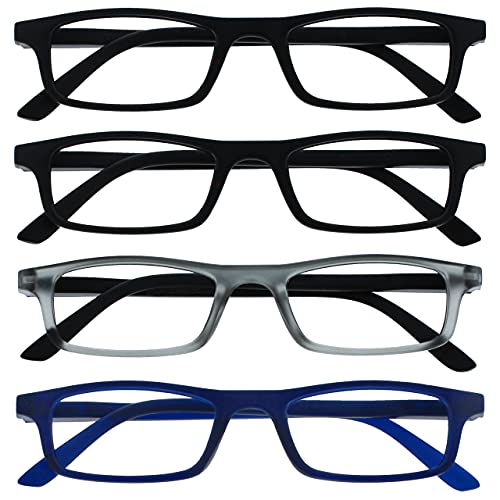 Die Lesebrille Unternehmen Schwarz Matt Grau Marineblau Leser Wert 4er-Pack Herren Damen Federscharniere RRRR17-1173 +1,50