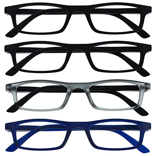 The Reading Glasses CompanyDie Lesebrille Unternehmen Schwarz Matt Grau Marineblau Leser Wert 4er-Pack Herren Damen Federscharniere RRRR17-1173 +1,50