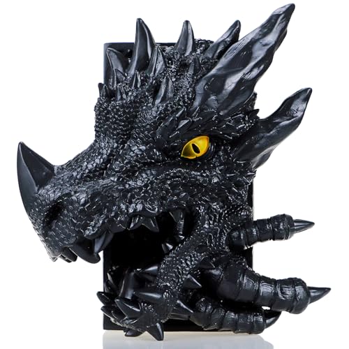 MAZERAN Dekorative 3D-Drachen-Buchstütze, Fantasy-Regal-Dekoration, Ecke, Vintage-Drachen-Buchstütze, mittelalterlicher böser Drachen-Buchstopper, Drachen-Bücherregal-Statue-Dekorationen