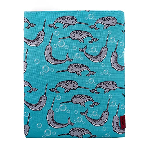 LParkin, Buch-Umschlag, Narwhal-Design, Größe M, Geschenkidee M, 27,9 x 21,6 cm, Geschenke für Buchliebhaber