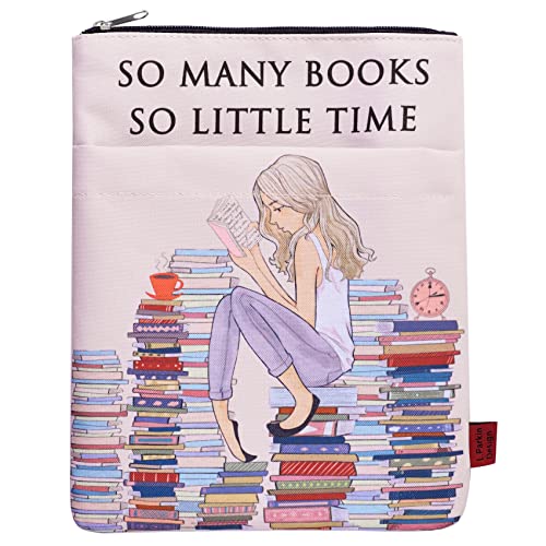 LParkin So Many Books So Little Time Buchhülle mit Reißverschluss, Bücher Umschlag Schutzhülle, Buchumschläge für Taschenbücher, 27,9 x 21,6 cm, Buchgeschenk für Mädchen