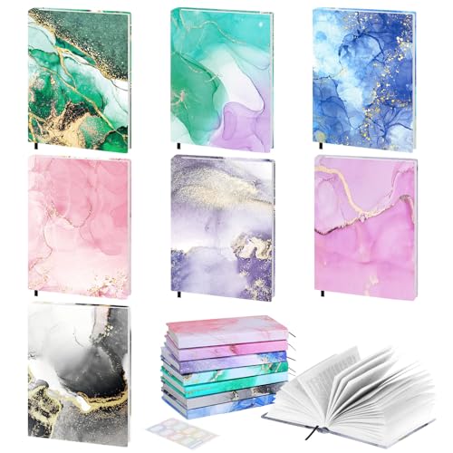 MoKo Buchumschlag, 7 Stück Dehnbare Buchumschlag Taschenbuch Wiederverwendbare und Verstellbare Buchumschläge Schulbücher, Buchhüllen für Lehrbücher, Taschenbuch, bis zu 10×12,5 Zoll, Marmor-Muster