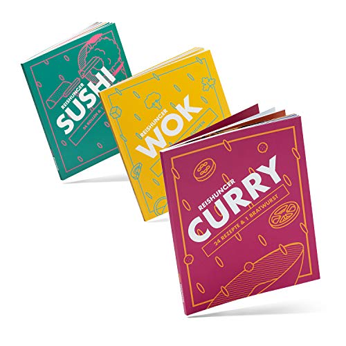 Reishunger Kochbuch Set - Curry, Sushi & Wok Kochbuch - Vegan, vegetarisch, mit Fisch & Fleisch