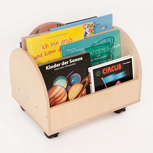 FLIXi Bücherkiste – Aufbewahrungsbox für Bücher aus Birkenholz mit Rollen – Platz für 20 Bücher – Holz Kiste für Kinder