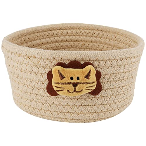 Belle Vous Kleiner Niedlicher Geflochtener Korb - B19 x H9,5 cm - Baumwollseil Korb für Wäsche, Katzen- und Hundespielzeug - Deko Korb für Wohnzimmerregale im Kinderzimmer – Katzendesign