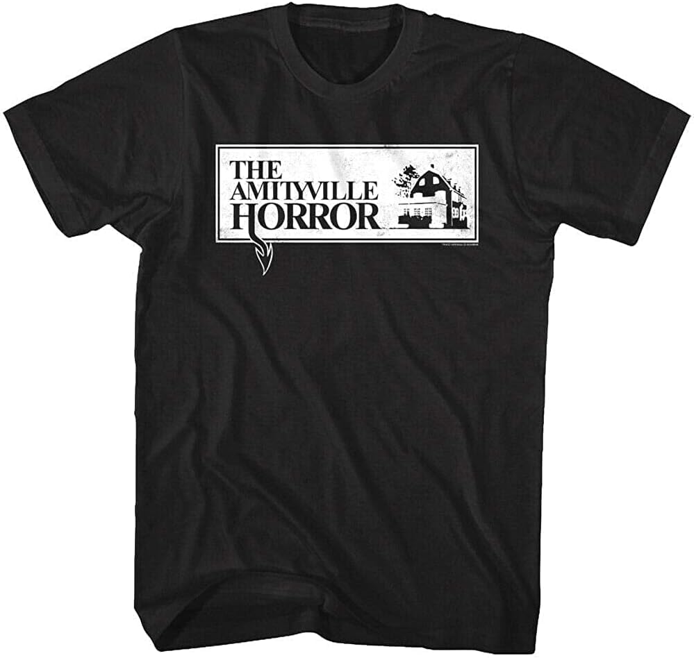 Amityville Horror Movie Logo Men's T Shirt Haunted House 112 Ocean Avenue Thrill Black(XX-Large)