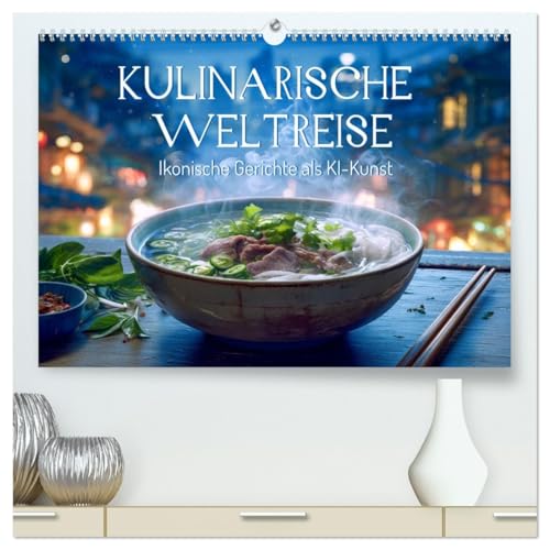 Kulinarische Weltreise. Ikonische Gerichte als KI-Kunst (hochwertiger Premium Wandkalender 2026 DIN A2 quer), Kunstdruck in Hochglanz: Künstliche ... der Küchen dieser Welt. (CALVENDO Lifestyle)