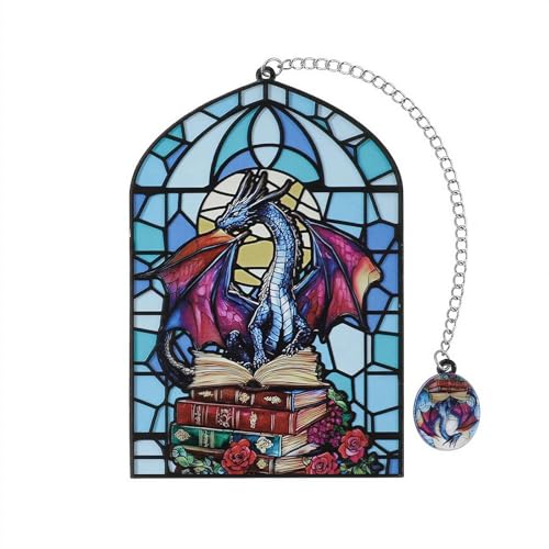 Drachen Buntglas-Lesezeichen Geschenke – Fantasie-Kunst-Metall-Lesezeichen für Buchliebhaber, Retro-Lesebuchzubehör für Freunde, Geburtstagsgeschenke für Männer und Frauen, Bücher Seitenhalter-Dekor