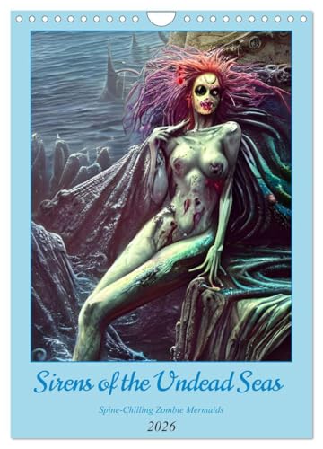 Sirens of the Undead Seas (Wall Calendar 2026 DIN A4 Portrait), CALVENDO 12 Month Wall Calendar: Spine-Chilling Zombie Mermaids (CALVENDO Erotic)