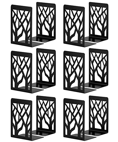 Buchstütze, Buchstützen, Book Holder CD Kinder Metall, Bücher Halter für Regal, Ordnerhalter DVD Unsichtbares Bücherregal, Bookends Buchstopper, Buchhalterung Buch Halter (6 Pair, Schwarz)