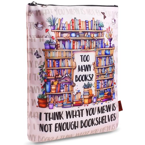 LParkin Buchhülle mit Reißverschluss und Vordertasche, Buchhülle Stoff für Buchliebhaber 27,9 x 21,6 cm, Wasserdichte Buchhülle