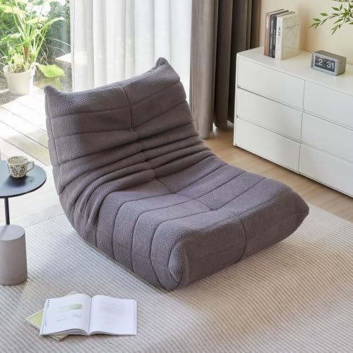 okwish Sitzsack Sofa Bodensofa, Bodenstuhl mit Rückenlehne, Lesesessel Bequem XXL, Lazy Sofa, Bean Bag Chair für Schlafzimmer Wohnzimmer, Liegesessel Grey