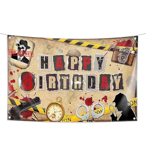 Detektiv Party Banner Mystery Schild Banner Hintergrund Detektiv Geburtstagsparty Dekoration für Mystery Party Geheimagent Thema Geburtstagszubehör