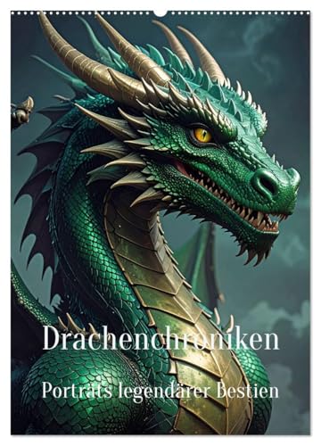 Drachenchroniken – Porträts legendärer Bestien (Wandkalender 2026 DIN A2 hoch), CALVENDO Monatskalender: Eine Reise durch Feuer, Nebel und Sturm (CALVENDO Kunst)