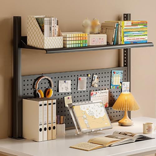 Schreibtischregal zum Anklemmen für Zuhause, Büro, perforiertes Aufbewahrungsbrett mit Haken, Klemmregal für effiziente Arbeitsplatz-Nisierung