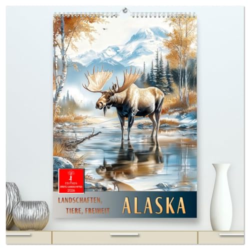 Alaska - Landschaften, Tiere, Freiheit (hochwertiger Premium Wandkalender 2026 DIN A2 hoch), Kunstdruck in Hochglanz