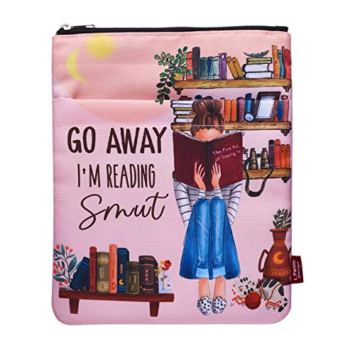 Go Away I'm Reading, Buchhülle mit Reißverschluss und Fronttasche, Buchhüllen für Taschenbuch, 27,9 x 21,6 cm, Buchliebhaber Geschenke